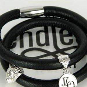 ENDLESS Black Double Wrap LEOPARD 2 Charm Bracelet